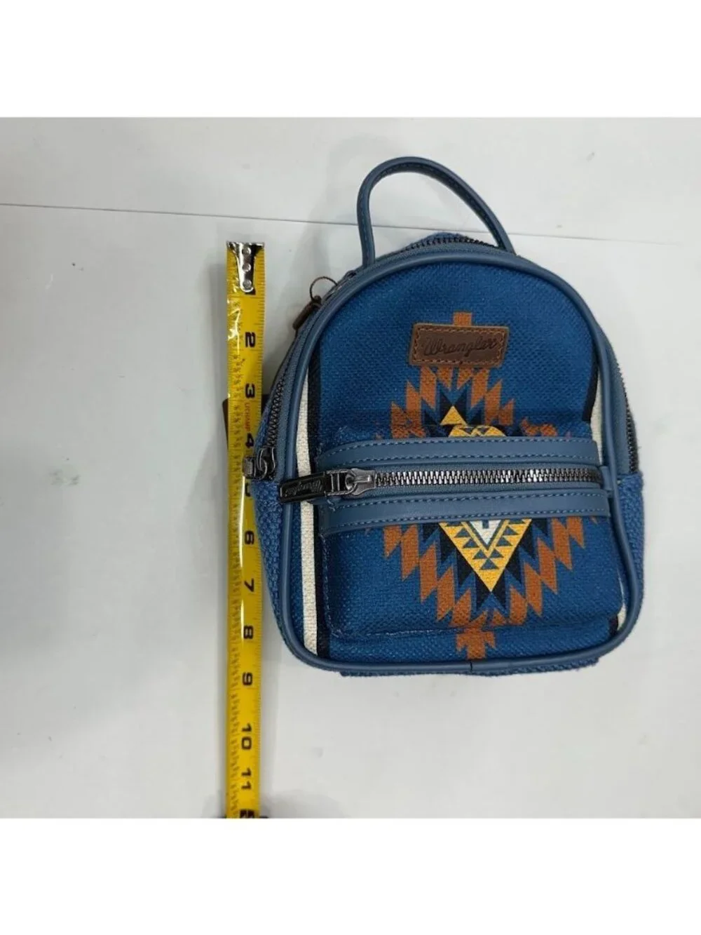 Wrangler Southwestern Aztec Mini Backpack Wallet Combo Bag In Blue Jean NEW - Picture 7 of 8